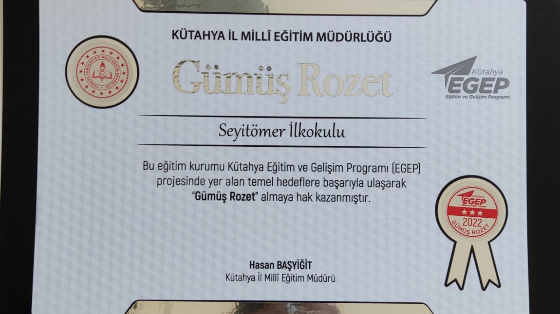 Kütahya EGEP Projesinde Gümüş Rozet Kalite Etiketi Aldık.
